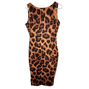 ChicMe Womens Leopard Print Sleeveless Bodycon Mini Dress‎ Size XL